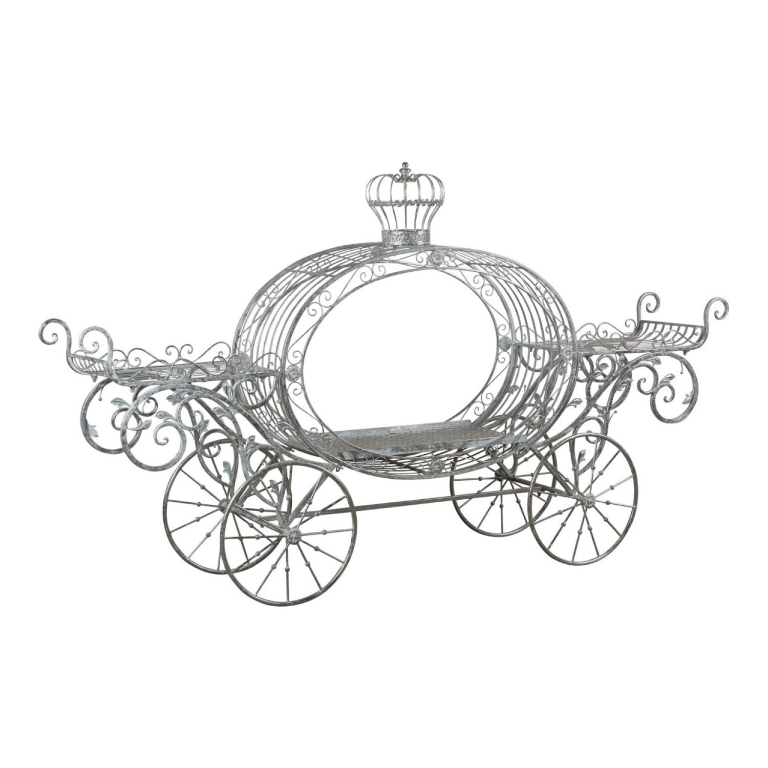 258cm Silver and White Metal Pumpkin Carriage