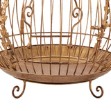 Antique Gold Bird Cage Display Metal Christmas Decor
