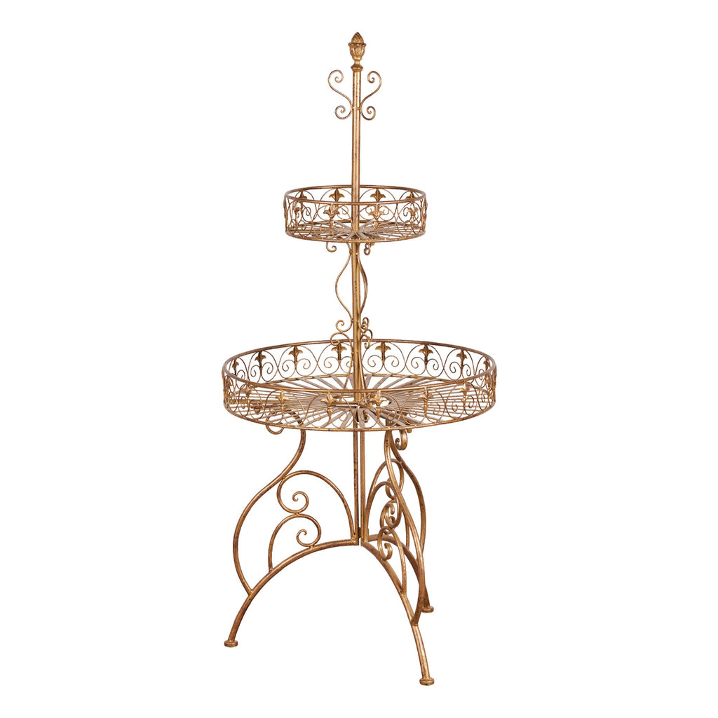 Antique Gold 2-Tier Metal Display Stand