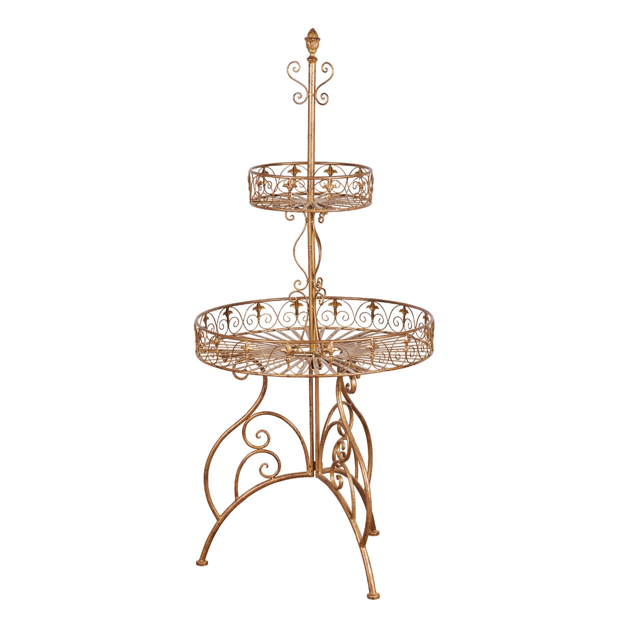Antique Gold 2-Tier Metal Display Stand