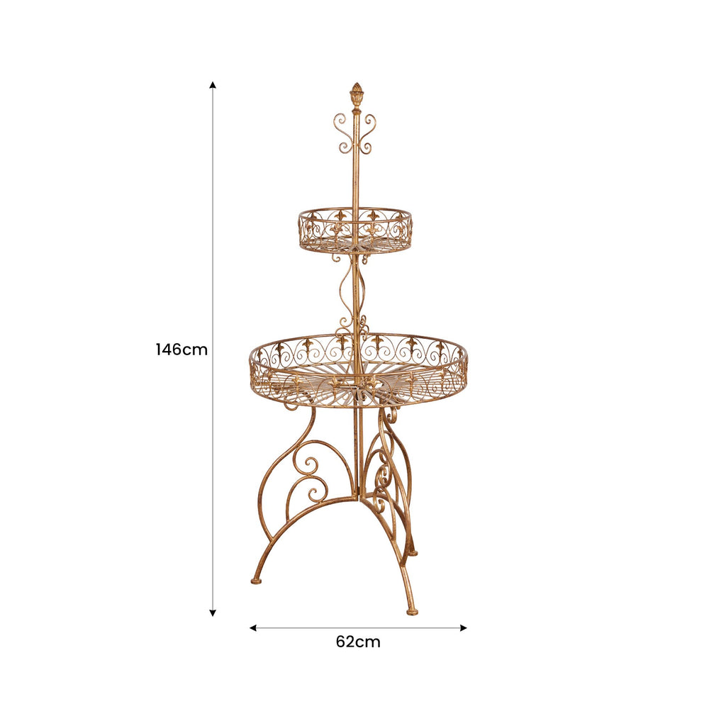 Antique Gold 2-Tier Metal Display Stand