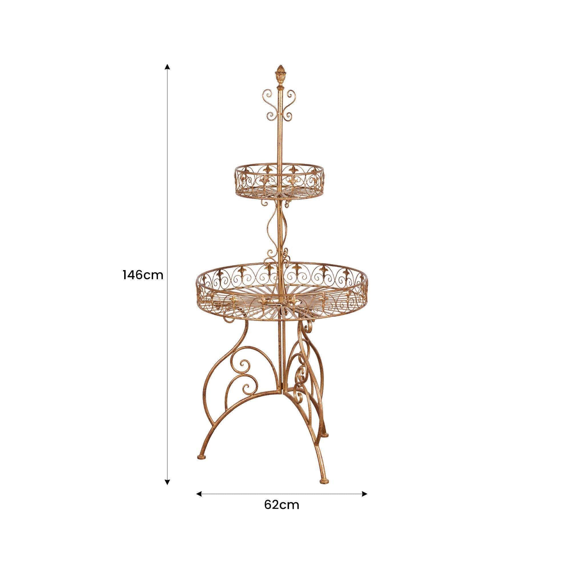 Antique Gold 2-Tier Metal Display Stand