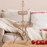 Antique Gold 2-Tier Metal Display Stand
