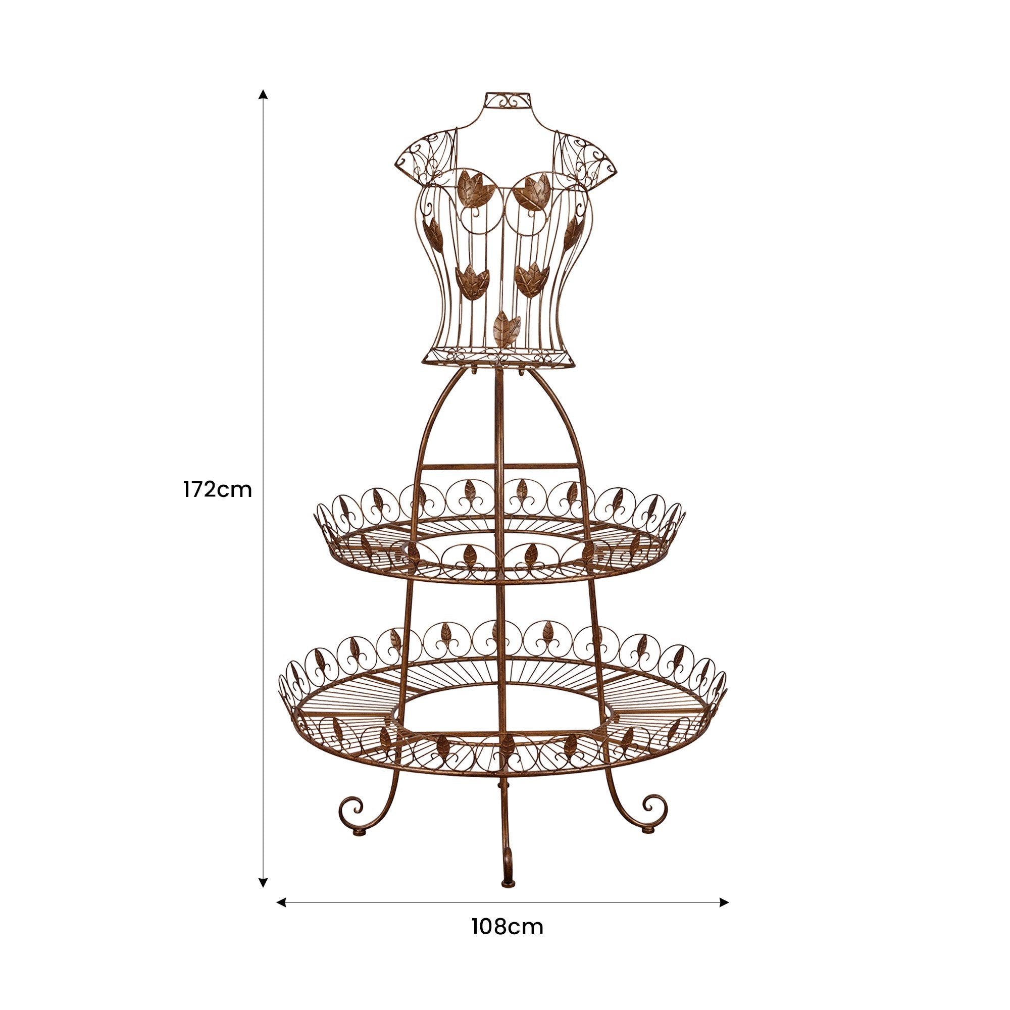 Antique Gold 2-Tier Metal Mannequin Display Stand