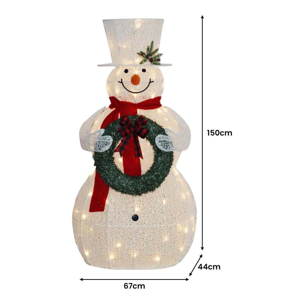 150cm White Outdoor Christmas Snowman with Lights