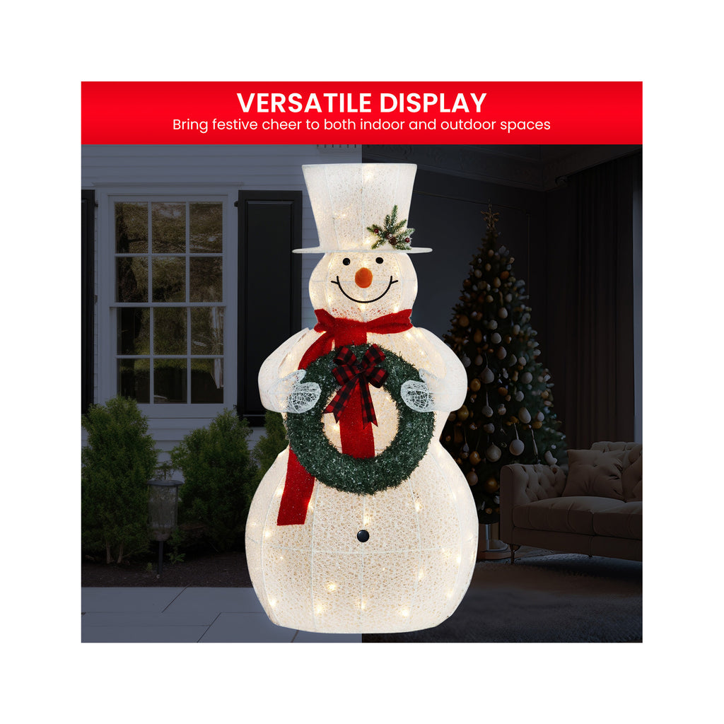 150cm White Outdoor Christmas Snowman with Lights