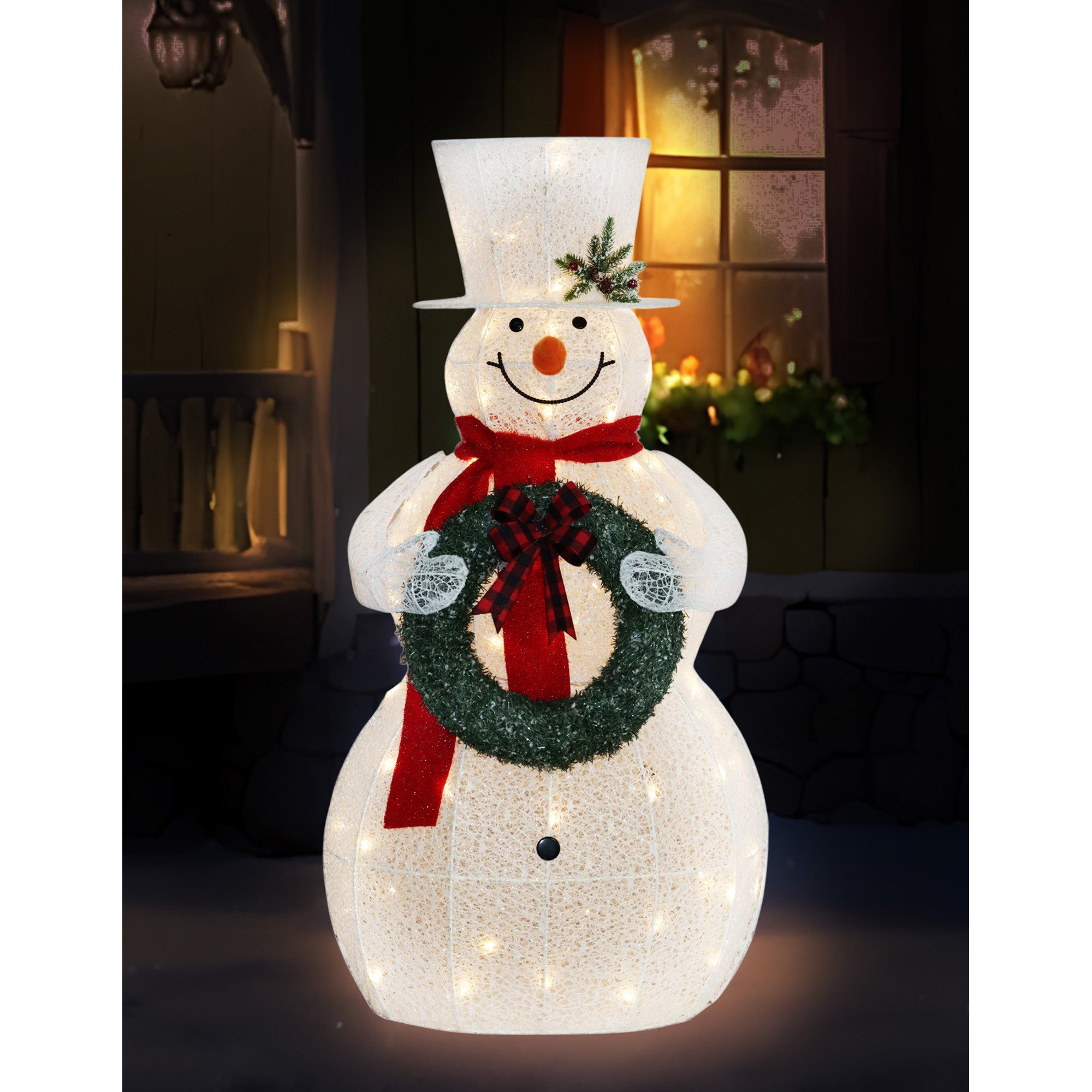150cm White Outdoor Christmas Snowman with Lights