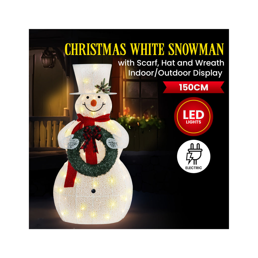 150cm White Outdoor Christmas Snowman with Lights