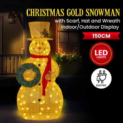 150cm White Outdoor Christmas Snowman with Lights