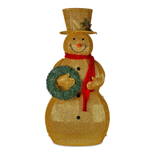 150cm Gold Outdoor Christmas Snowman with Lights