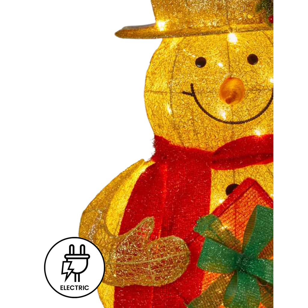 Christabelle 120cm Gold Outdoor Christmas Snowman with Lights