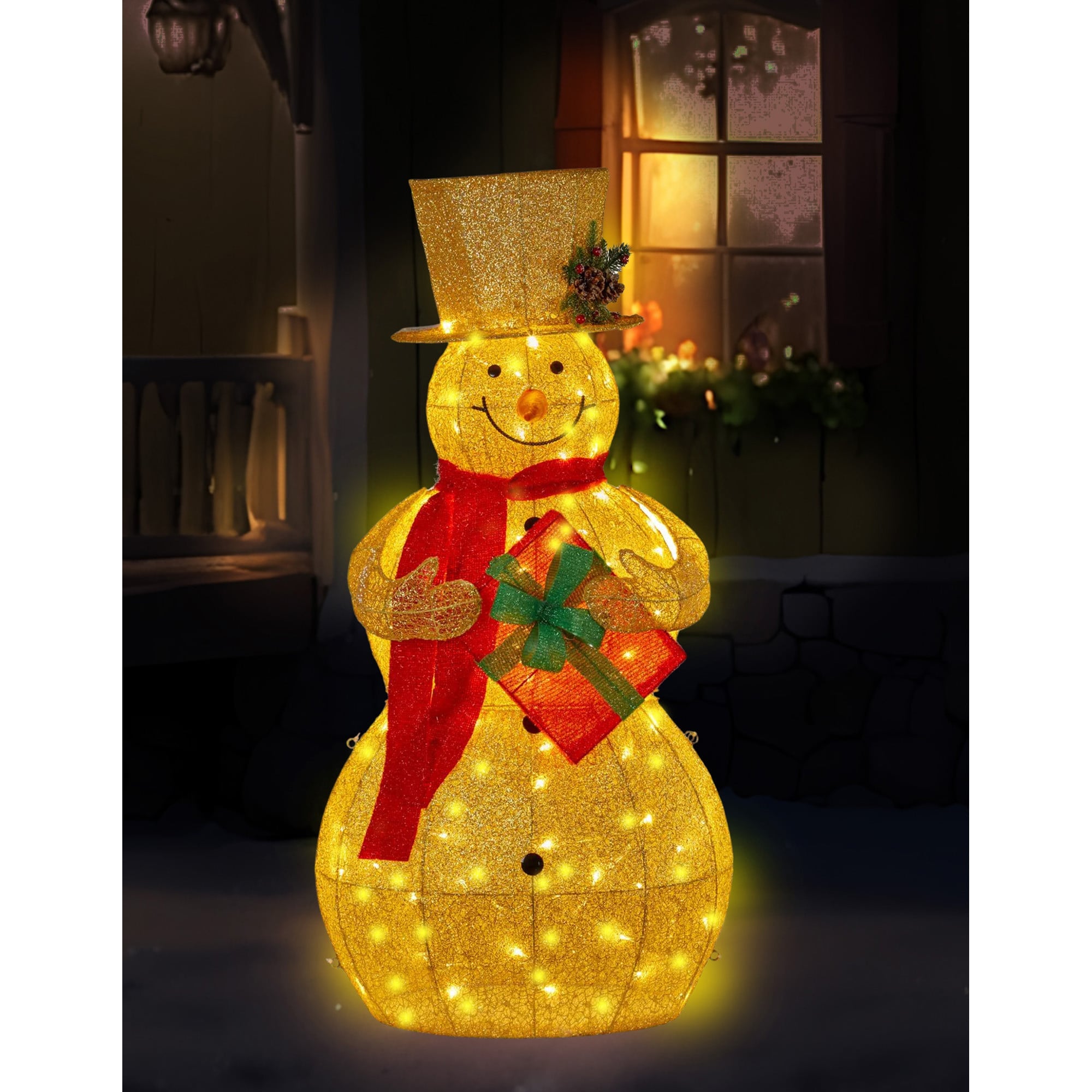 120cm White Outdoor Christmas Snowman with Lights