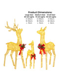Set of 3 White Mesh Outdoor Christmas Display Reindeer with Lights
