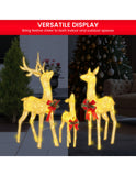 Set of 3 White Mesh Outdoor Christmas Display Reindeer with Lights