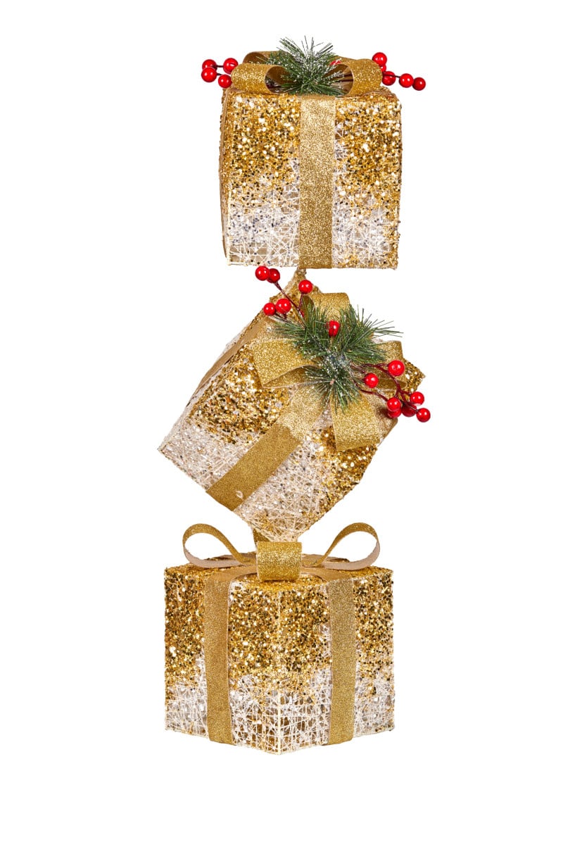 Christmas Present Display Stack with Light 63cm