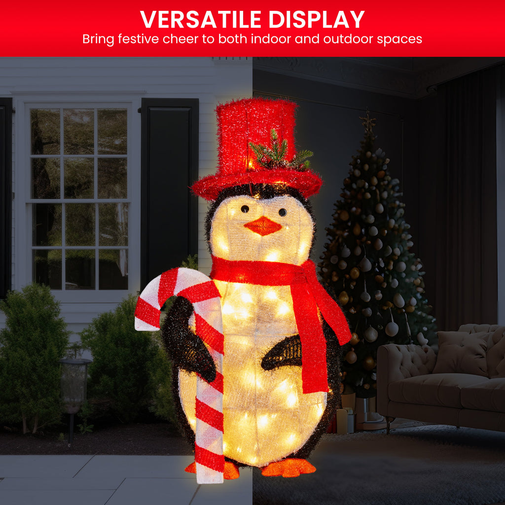 Christabelle 80cm Christmas Penguin Display with LED Lights Indoor Outdoor Decoration