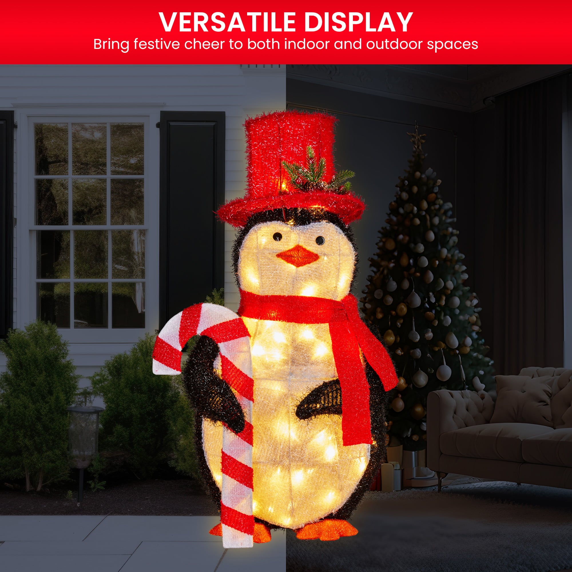 Christabelle 80cm Christmas Penguin Display with LED Lights Indoor Outdoor Decoration