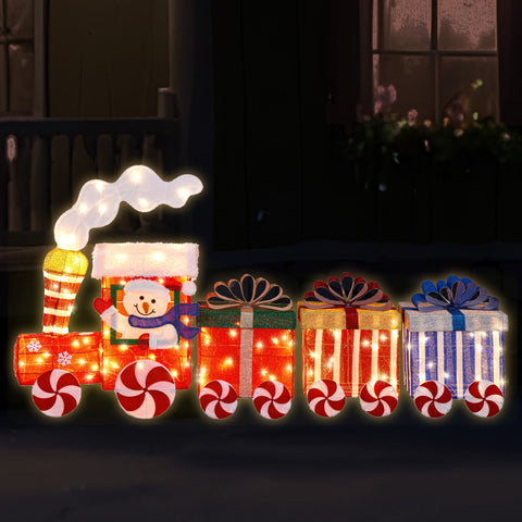 Christmas Train & 3 Carriages with Lights Indoor/Outdoor
