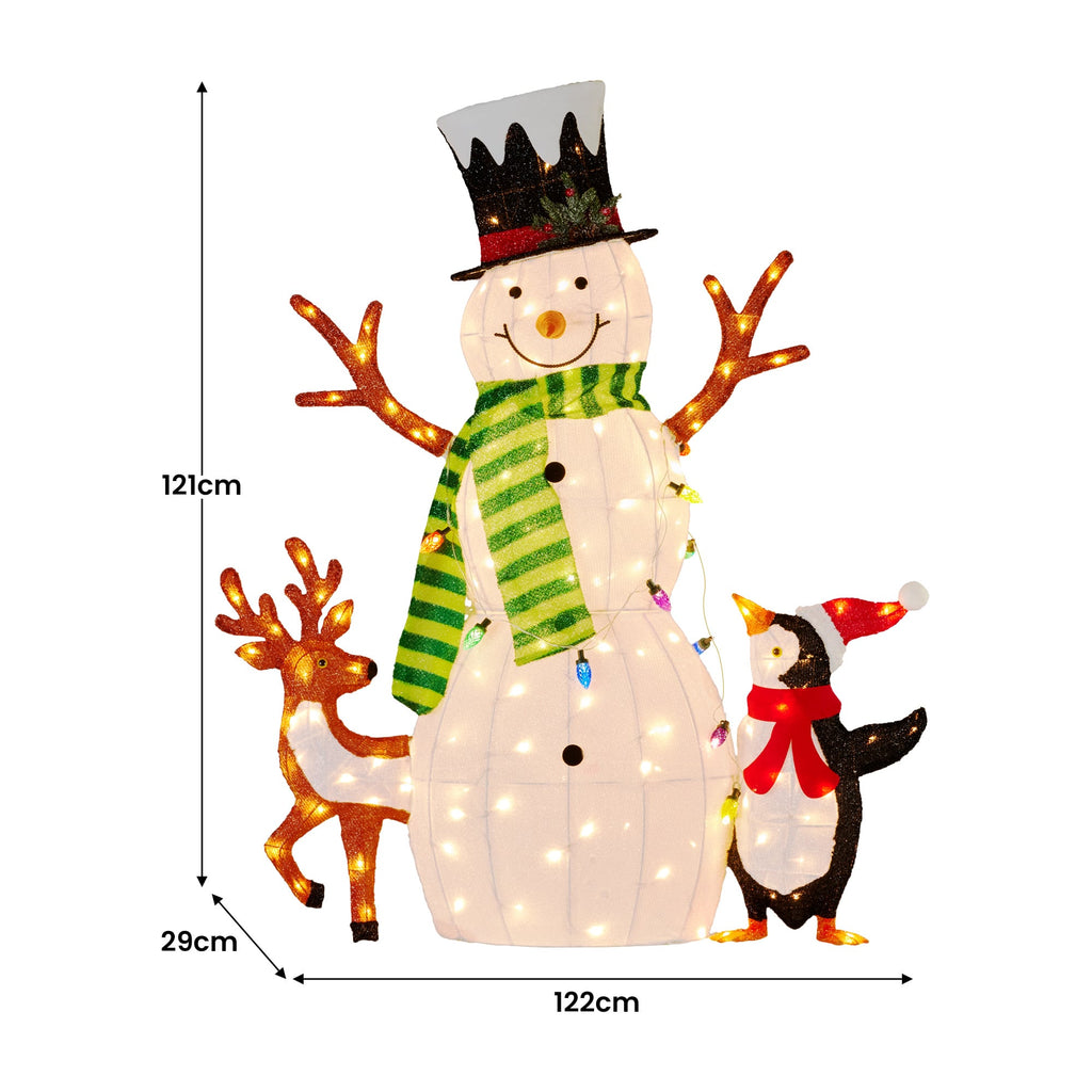 Christabelle 1.2m Christmas Snowman Display Indoor Outdoor with LED Lights and Animals Decoration