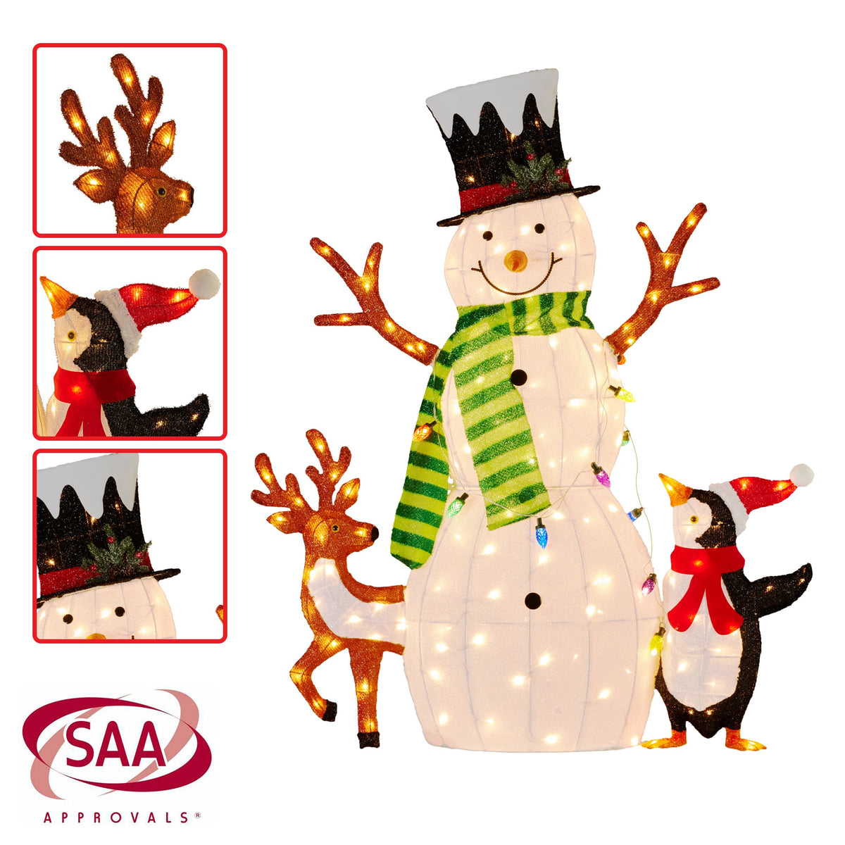 Christabelle 1.2m Christmas Snowman Display Indoor Outdoor with LED Lights and Animals Decoration