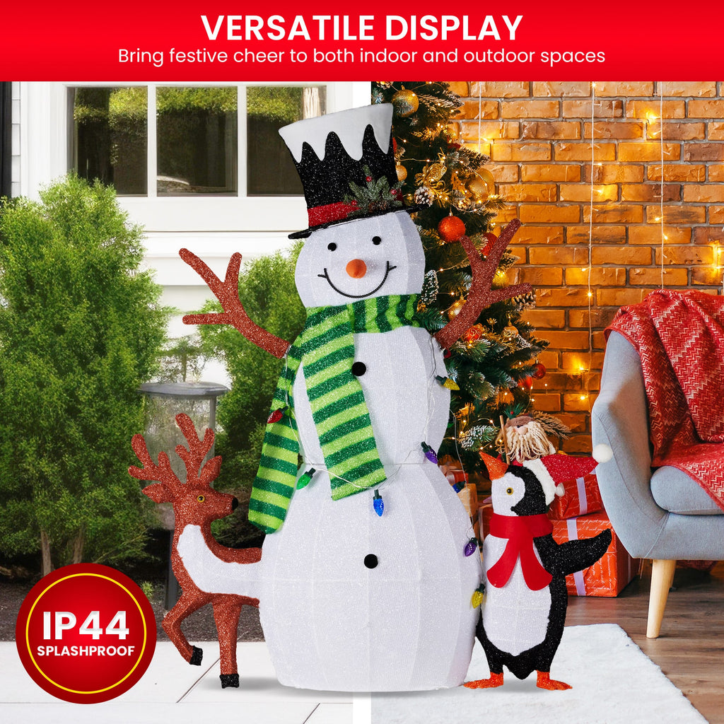 Christabelle 1.2m Christmas Snowman Display Indoor Outdoor with LED Lights and Animals Decoration