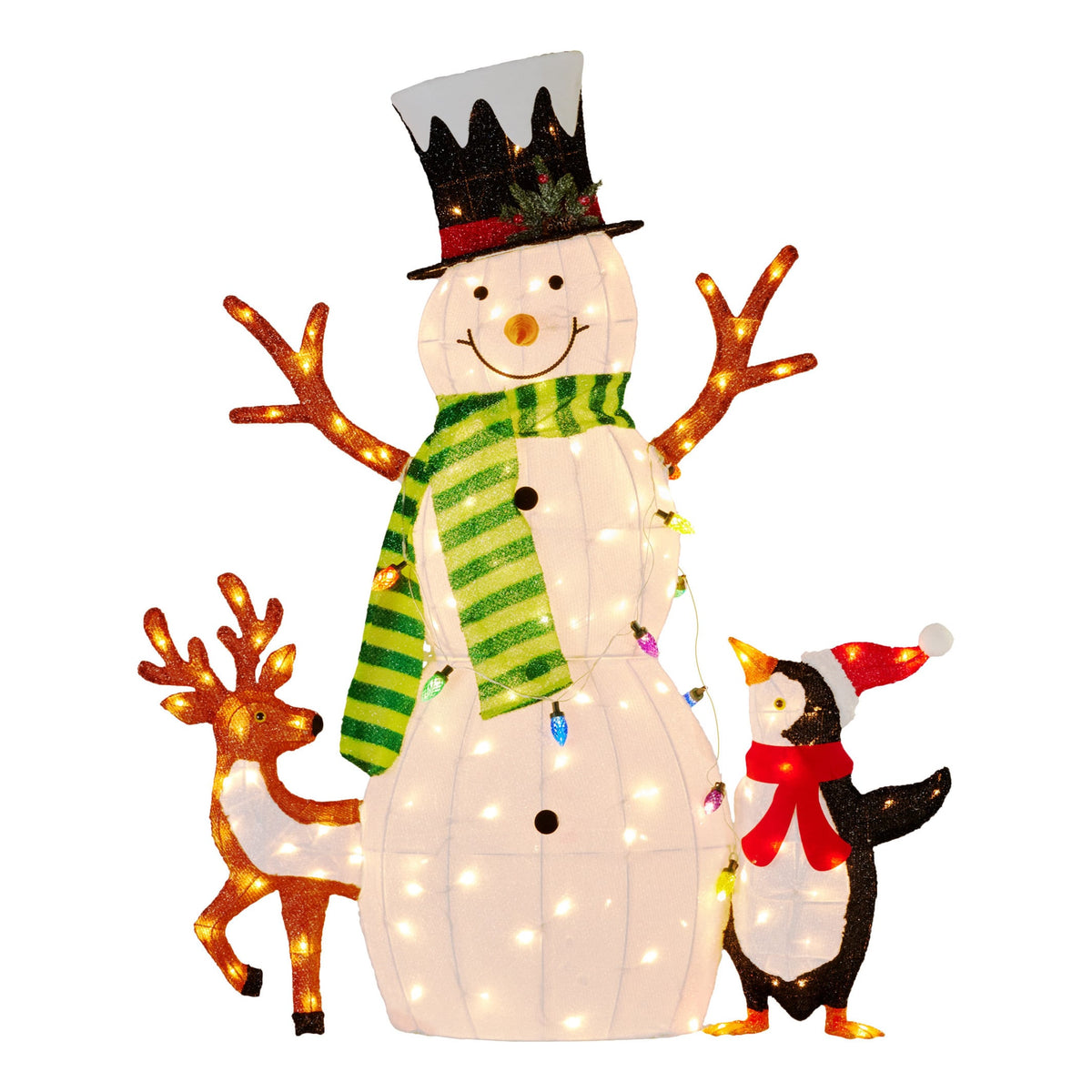 Christabelle 1.2m Christmas Snowman Display Indoor Outdoor with LED Lights and Animals Decoration