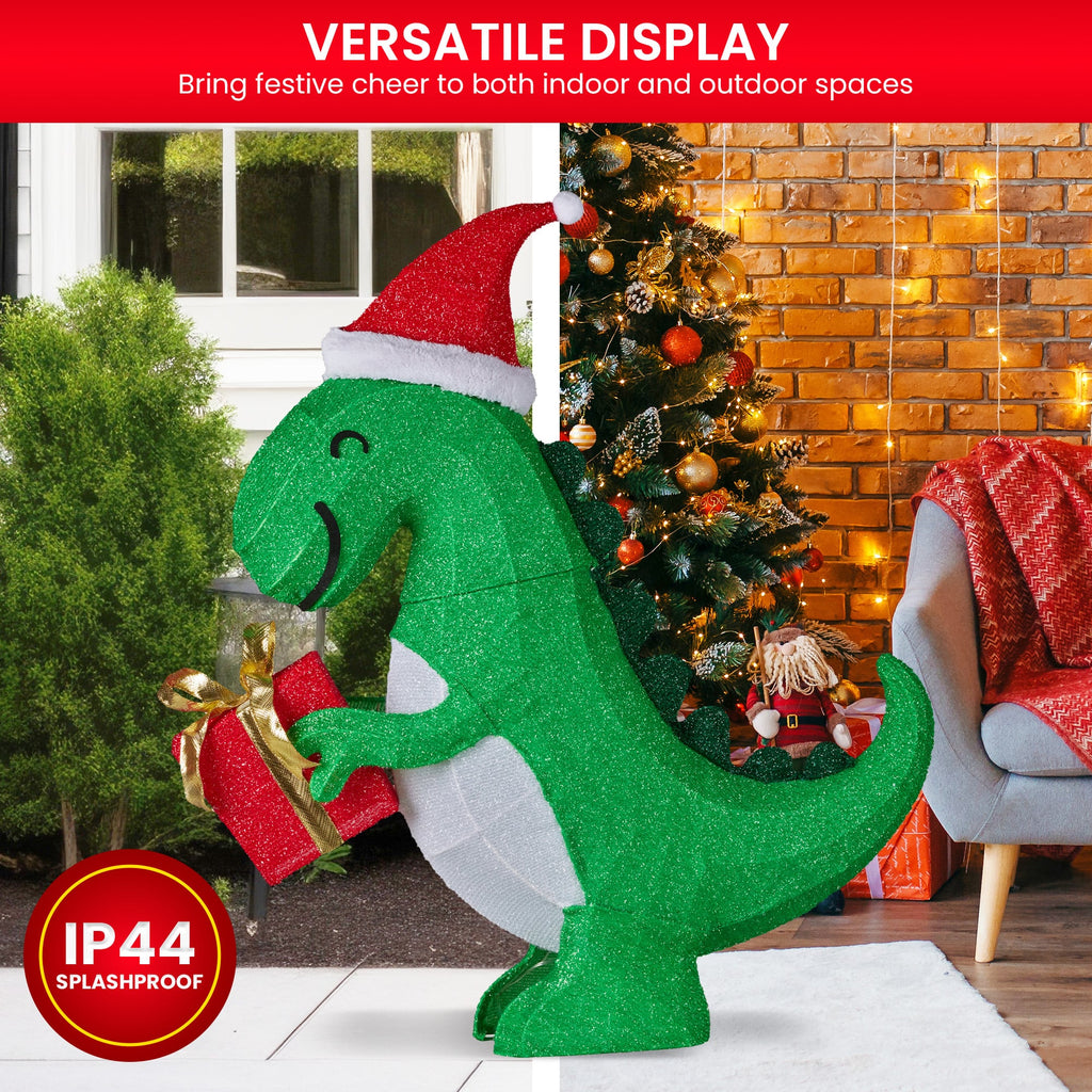 Christabelle 90cm Christmas Dinosaur Display with LED Lights Decoration