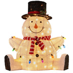 Sitting Snowman Christmas Display with Lights - 82cm