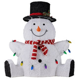 Sitting Snowman Christmas Display with Lights - 82cm