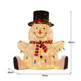 Sitting Snowman Christmas Display with Lights - 82cm