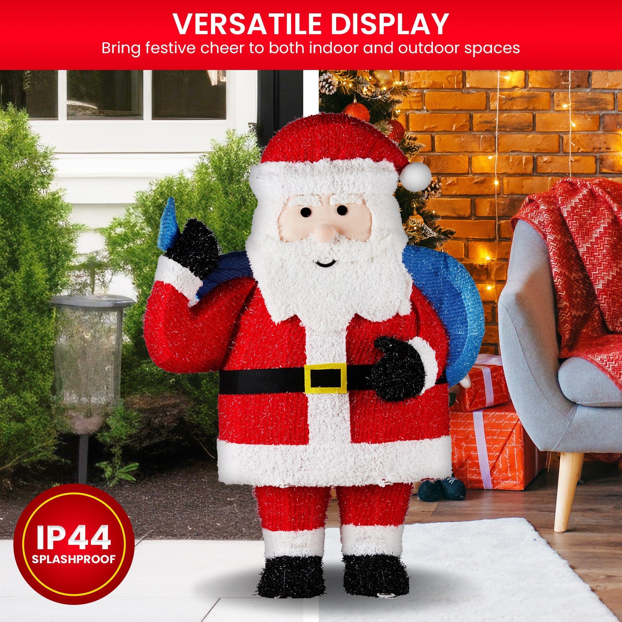 Christmas Santa Display with Lights - 81cm
