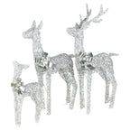 Christabelle Christmas Reindeer Display Set 3 Indoor & Outdoor Decorations Acrylic Beads Cool White LED Lights Silver