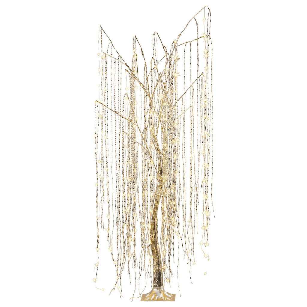 Christabelle Silver Willow Tree 180cm Christmas Display Warm White LED Lights Flexible Branches & Hanging Strands