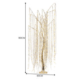 Christabelle Silver Willow Tree 180cm Christmas Display Warm White LED Lights Flexible Branches & Hanging Strands