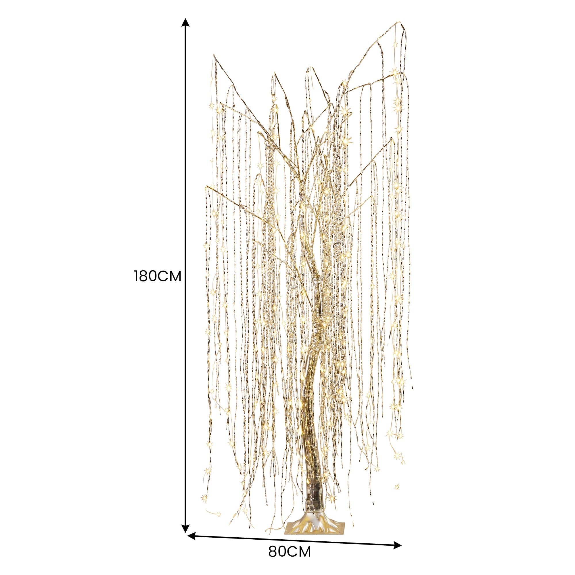 Christabelle Silver Willow Tree 180cm Christmas Display Warm White LED Lights Flexible Branches & Hanging Strands