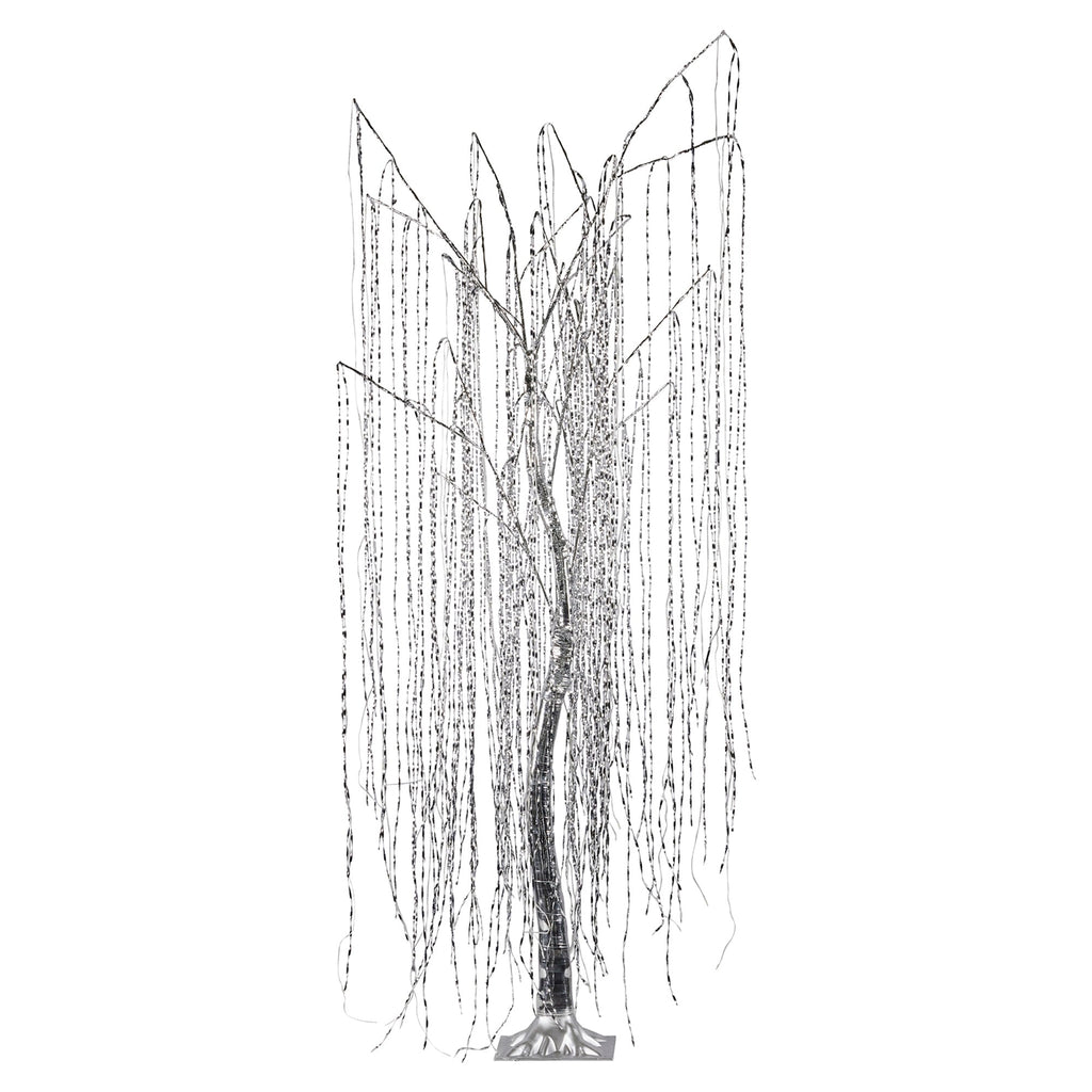 Christabelle Silver Willow Tree 180cm Christmas Display Warm White LED Lights Flexible Branches & Hanging Strands