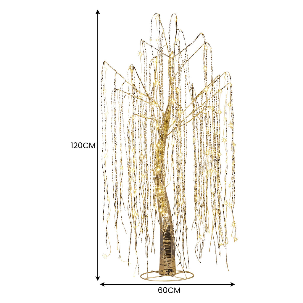 Christabelle Silver Willow Tree 120cm Christmas Display Warm White LED Lights Flexible Branches & Hanging Strands