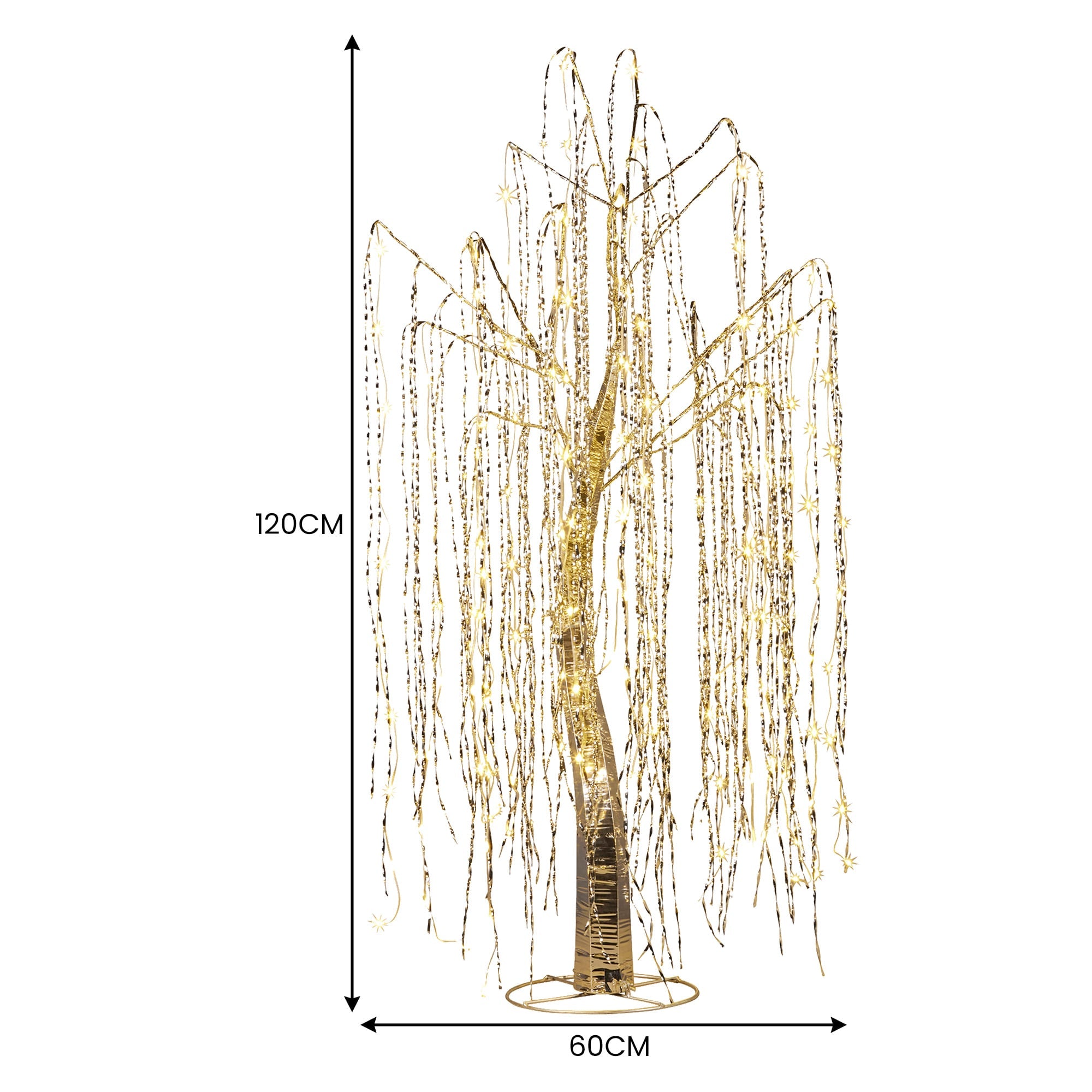 Christabelle Silver Willow Tree 120cm Christmas Display Warm White LED Lights Flexible Branches & Hanging Strands