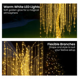 Christabelle Silver Willow Tree 120cm Christmas Display Warm White LED Lights Flexible Branches & Hanging Strands