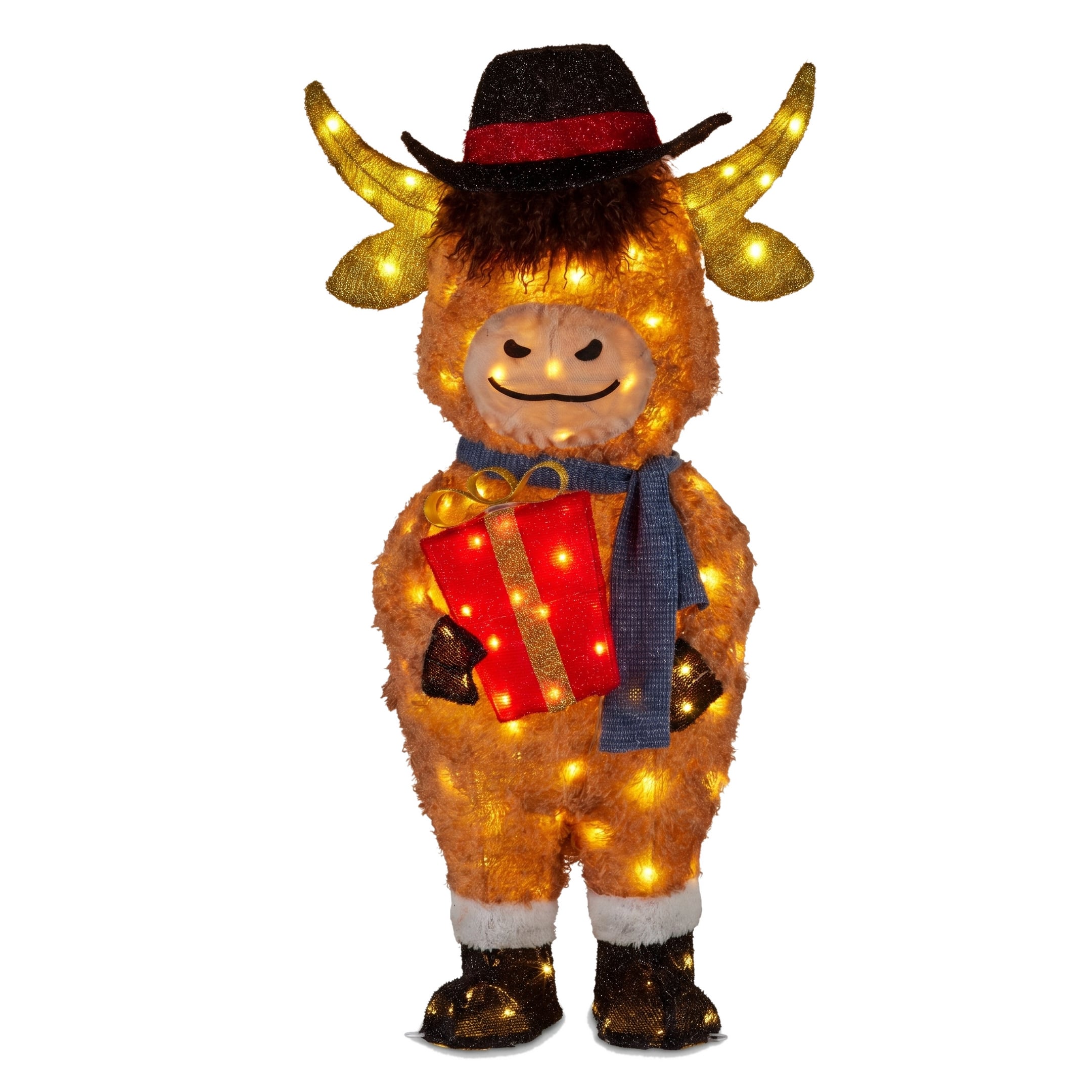 Christabelle 96cm Highland Cow Christmas Light Up Display LED Novelty Animal Gift Outdoor Indoor Xmas Yard Lawn Statue