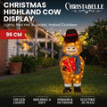 Christabelle 96cm Highland Cow Christmas Light Up Display LED Novelty Animal Gift Outdoor Indoor Xmas Yard Lawn Statue