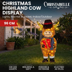 Christabelle 96cm Highland Cow Christmas Light Up Display LED Novelty Animal Gift Outdoor Indoor Xmas Yard Lawn Statue