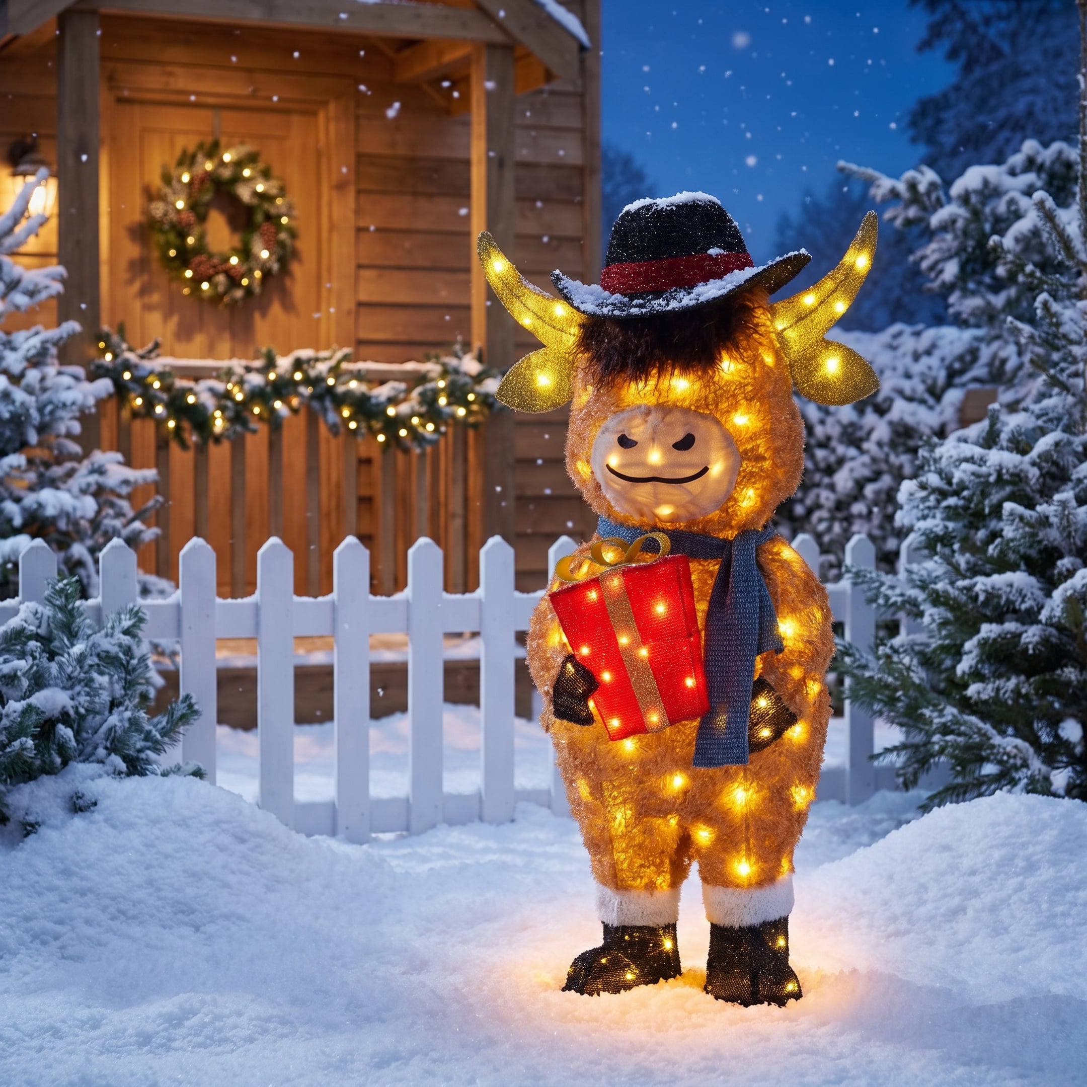 Christabelle 96cm Highland Cow Christmas Light Up Display LED Novelty Animal Gift Outdoor Indoor Xmas Yard Lawn Statue