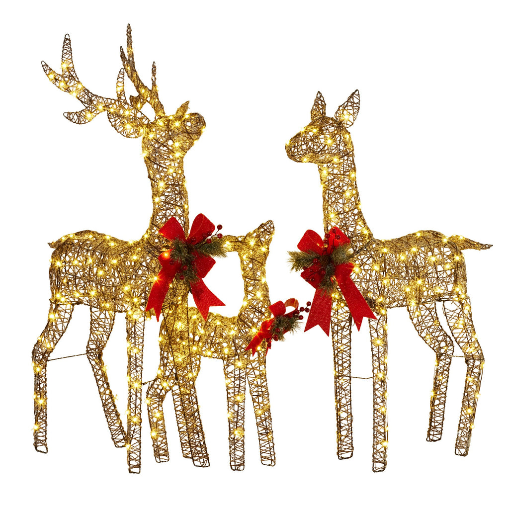Christabelle 3 Reindeer Family Christmas Light Up Display 1.3m LED Outdoor Indoor Xmas Yard Lawn Statue Home Decor