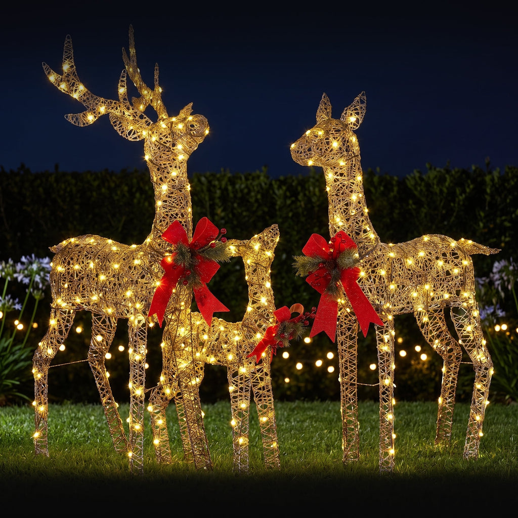Christabelle 3 Reindeer Family Christmas Light Up Display 1.3m LED Outdoor Indoor Xmas Yard Lawn Statue Home Decor