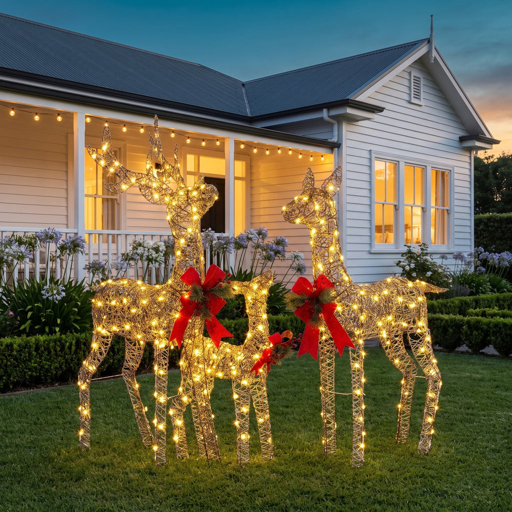 Christabelle 3 Reindeer Family Christmas Light Up Display 1.3m LED Outdoor Indoor Xmas Yard Lawn Statue Home Decor