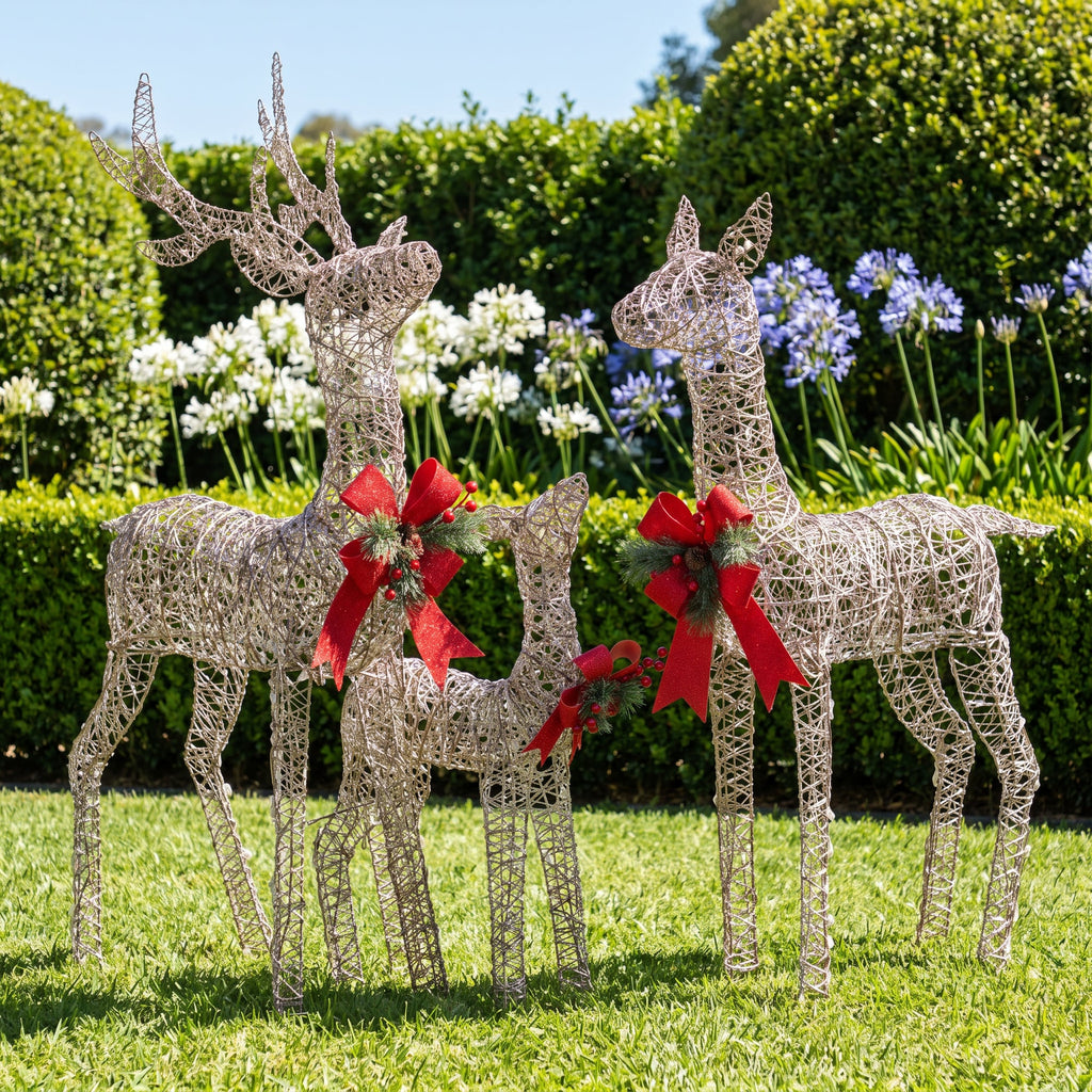 Christabelle 3 Reindeer Family Christmas Light Up Display 1.3m LED Outdoor Indoor Xmas Yard Lawn Statue Home Decor