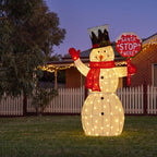 Christabelle 1.21m Snowman Christmas Light Up Display LED Santa Stop Here Sign Outdoor Indoor Xmas Yard Lawn Statue