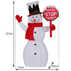 Christabelle 1.21m Snowman Christmas Light Up Display LED Santa Stop Here Sign Outdoor Indoor Xmas Yard Lawn Statue