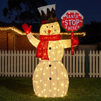 Christabelle 1.21m Snowman Christmas Light Up Display LED Santa Stop Here Sign Outdoor Indoor Xmas Yard Lawn Statue